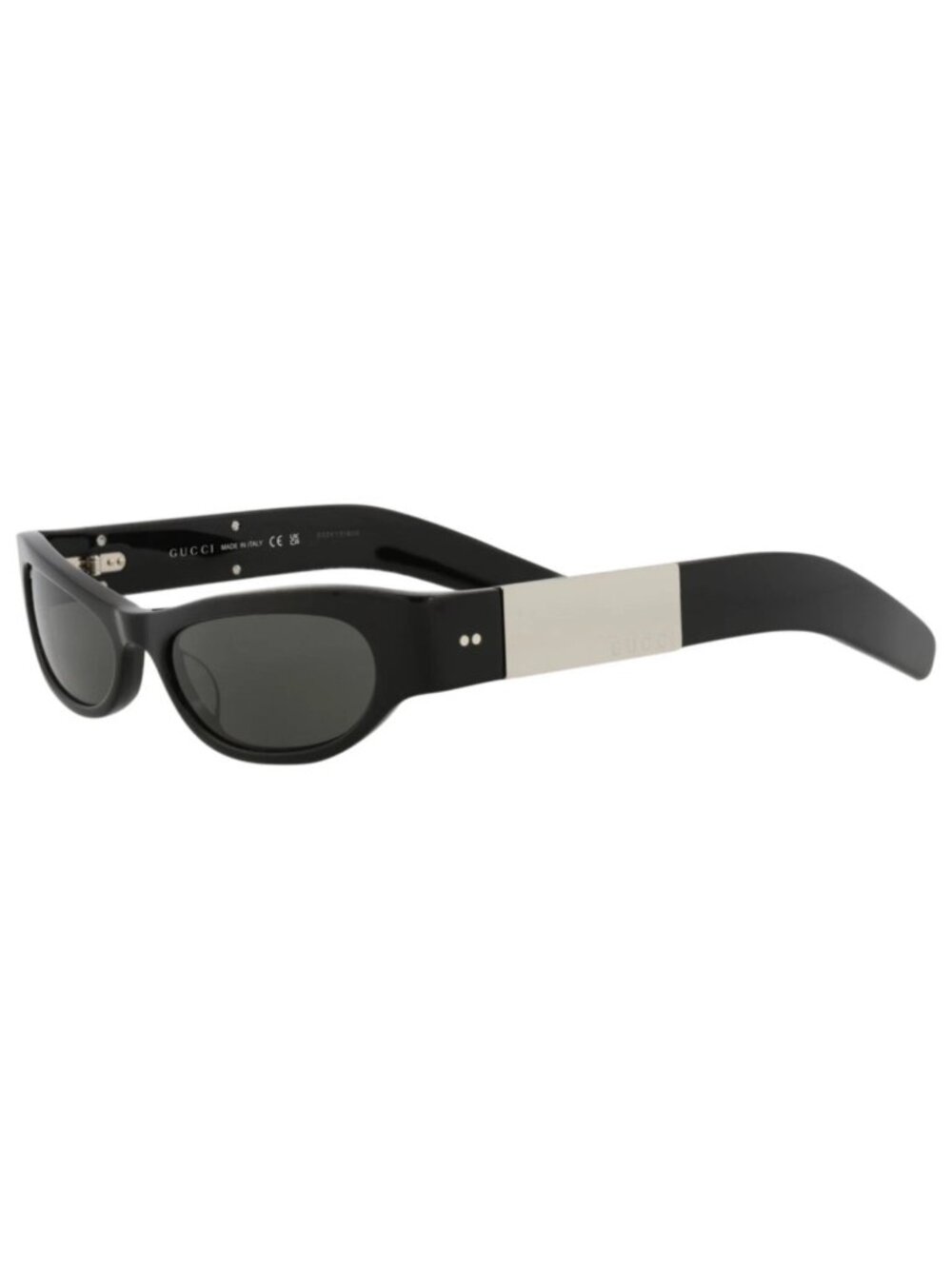 New Gucci Women's Sunglasses Cat Eye Recycled Acetate Frame Black Black Grey